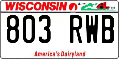 WI license plate 803RWB