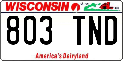 WI license plate 803TND