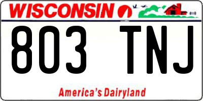 WI license plate 803TNJ