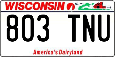 WI license plate 803TNU