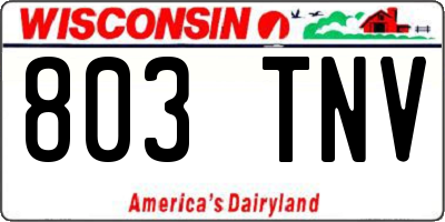 WI license plate 803TNV