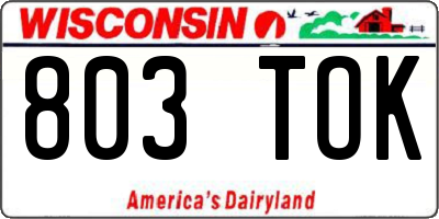 WI license plate 803TOK