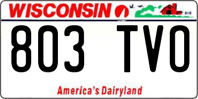 WI license plate 803TVO