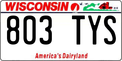 WI license plate 803TYS