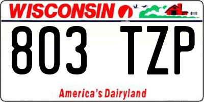 WI license plate 803TZP