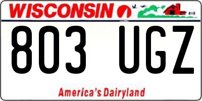 WI license plate 803UGZ
