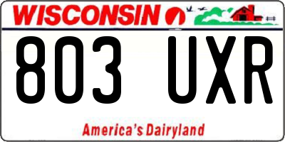 WI license plate 803UXR