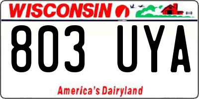 WI license plate 803UYA