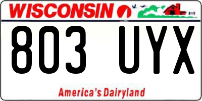WI license plate 803UYX