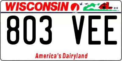 WI license plate 803VEE