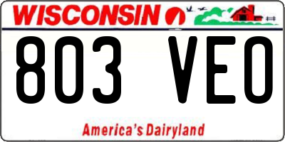 WI license plate 803VEO