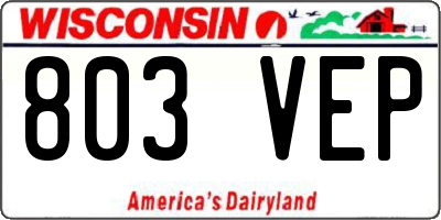 WI license plate 803VEP