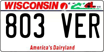 WI license plate 803VER
