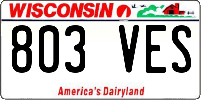WI license plate 803VES