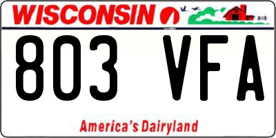 WI license plate 803VFA