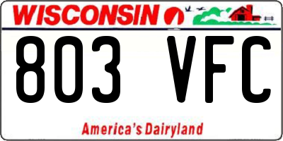 WI license plate 803VFC