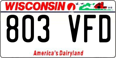 WI license plate 803VFD
