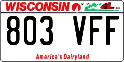 WI license plate 803VFF