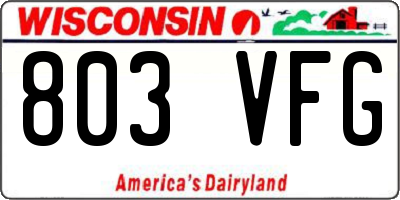 WI license plate 803VFG