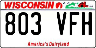 WI license plate 803VFH