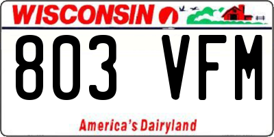 WI license plate 803VFM