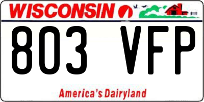 WI license plate 803VFP
