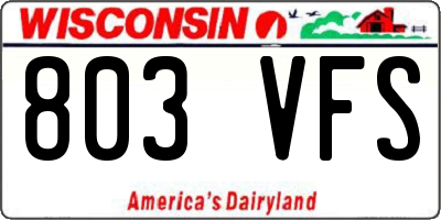 WI license plate 803VFS
