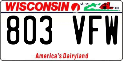 WI license plate 803VFW