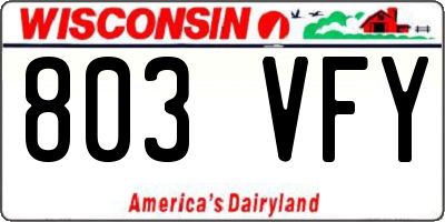 WI license plate 803VFY