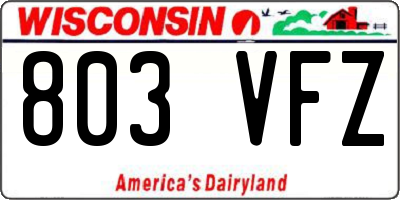 WI license plate 803VFZ