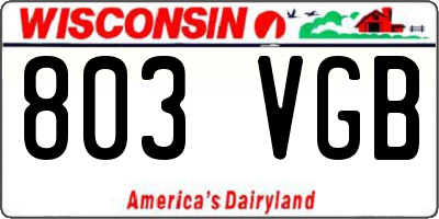 WI license plate 803VGB