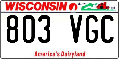 WI license plate 803VGC