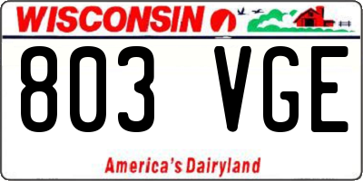 WI license plate 803VGE