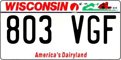 WI license plate 803VGF