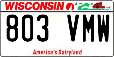 WI license plate 803VMW