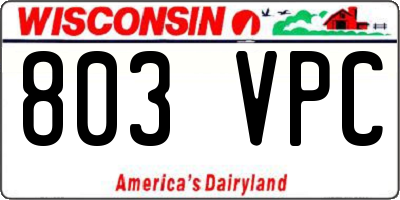 WI license plate 803VPC