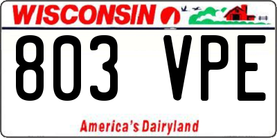 WI license plate 803VPE
