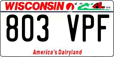 WI license plate 803VPF