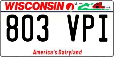 WI license plate 803VPI