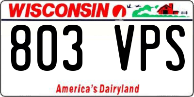 WI license plate 803VPS