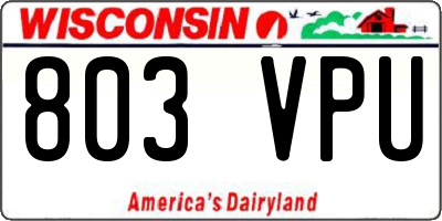 WI license plate 803VPU