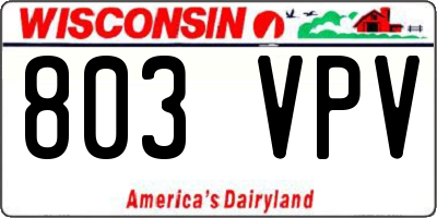WI license plate 803VPV