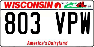 WI license plate 803VPW