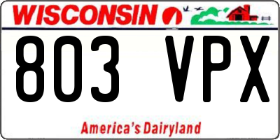 WI license plate 803VPX