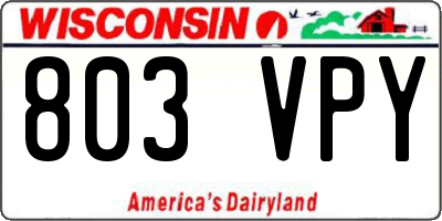 WI license plate 803VPY