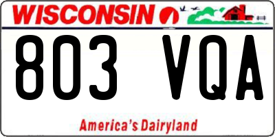 WI license plate 803VQA