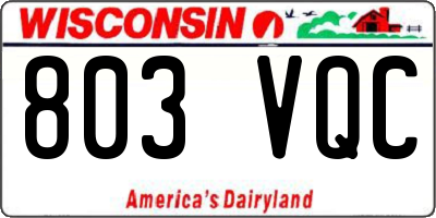 WI license plate 803VQC
