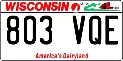 WI license plate 803VQE