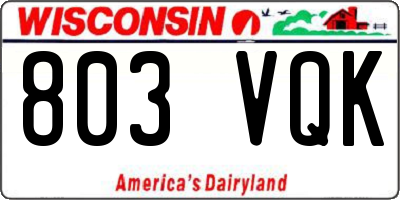 WI license plate 803VQK