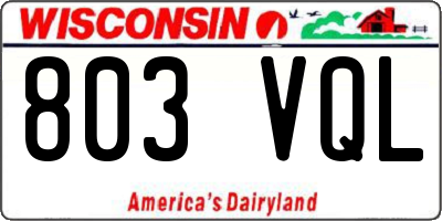 WI license plate 803VQL